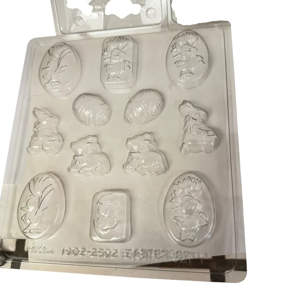 Wilton Candy Molds Lot 5 Easter Christmas Classic 3D Bunny Clear Plastic Set